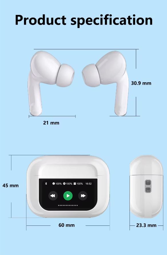 Air pods A9 Pro With Touch Screen Display